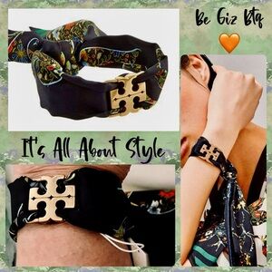 Tory Burch Authentic Kira Scarf Wrap Bracelet Color Brass / Sacred Floral